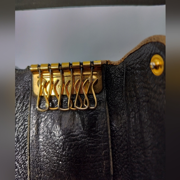 Miu Miu Madras Bicolore Key Holder Small Wallet Card Holder Black Cream Vintage - Picture 9 of 13